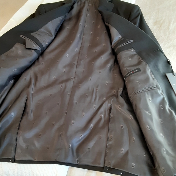 New, never worn John Varvatos USA black suit.